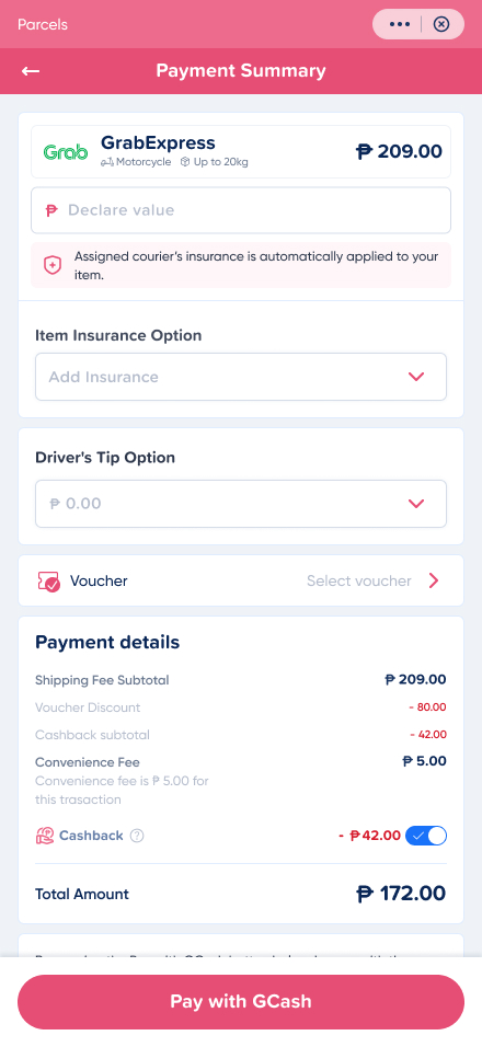 Payment summary